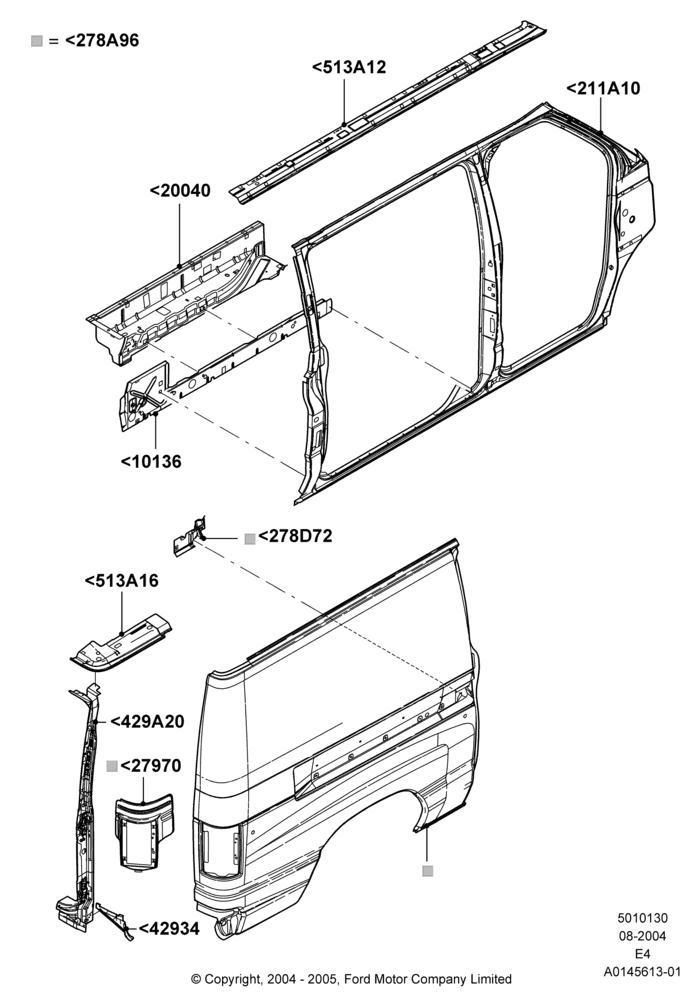 30A - Side Panels - Outer, Regular Van, Regular Wagon; 02/AUG/2004-06/AUG/2007
