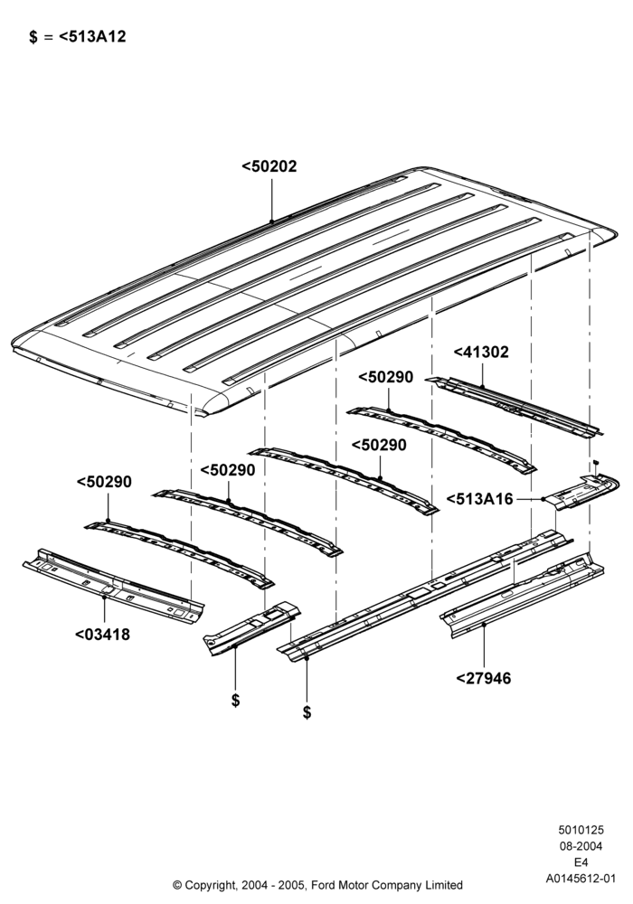 25A - Roof - Sheet Metal, Regular Van, Regular Wagon; 02/AUG/2004