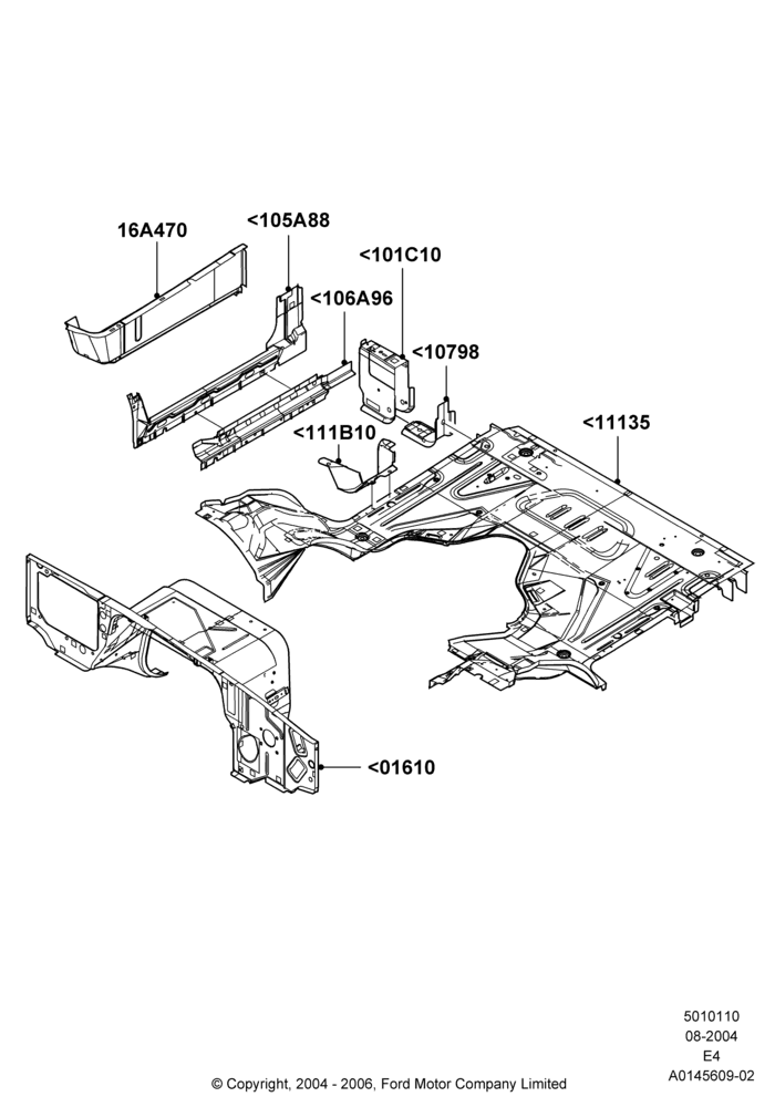 10A - Floor Pan - Front, Extended Van, Extended Wagon, Regular Van, Regular Wagon; 02/AUG/2004