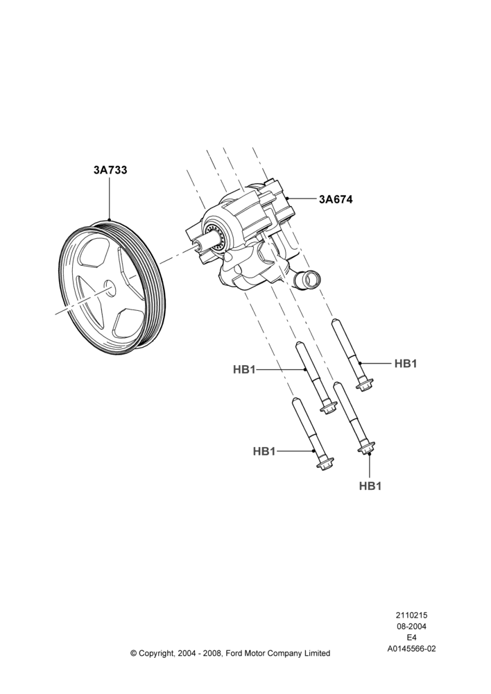 15A - Power Steering Pump Mounting; 02/AUG/2004-26/JUL/2010