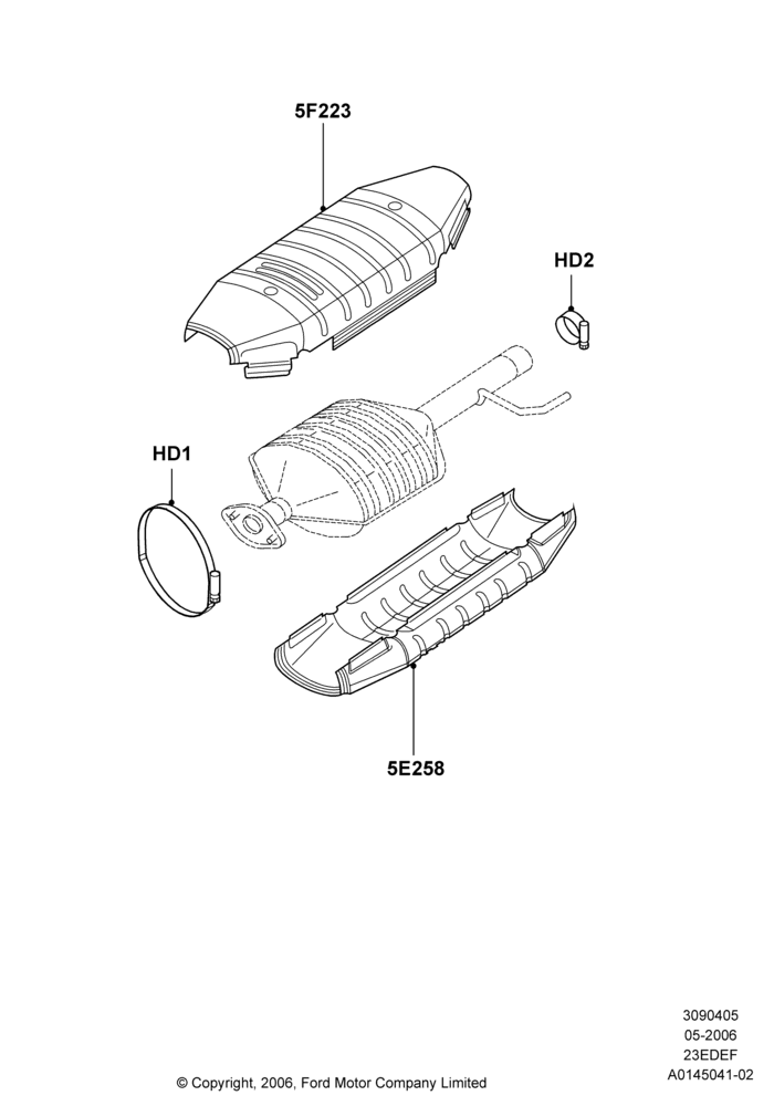 Heat Shields - Exhaust System, 2.3LI4 16v Gas/Electric DOHC Hybrid
