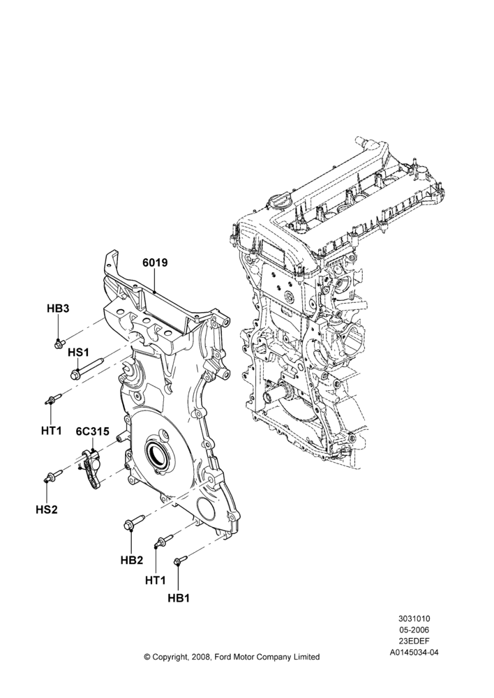 Timing Gear Covers, 2.3LI4 16v Gas/Electric DOHC Hybrid