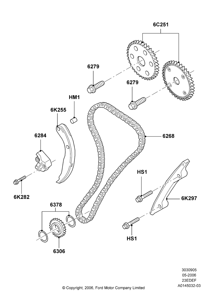 Timing Gear, 2.3LI4 16v Gas/Electric DOHC Hybrid