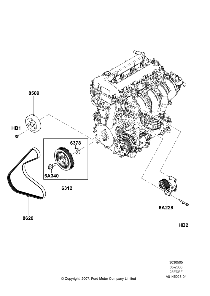 Pulleys and Drive Belts, 2.3LI4 16v Gas/Electric DOHC Hybrid
