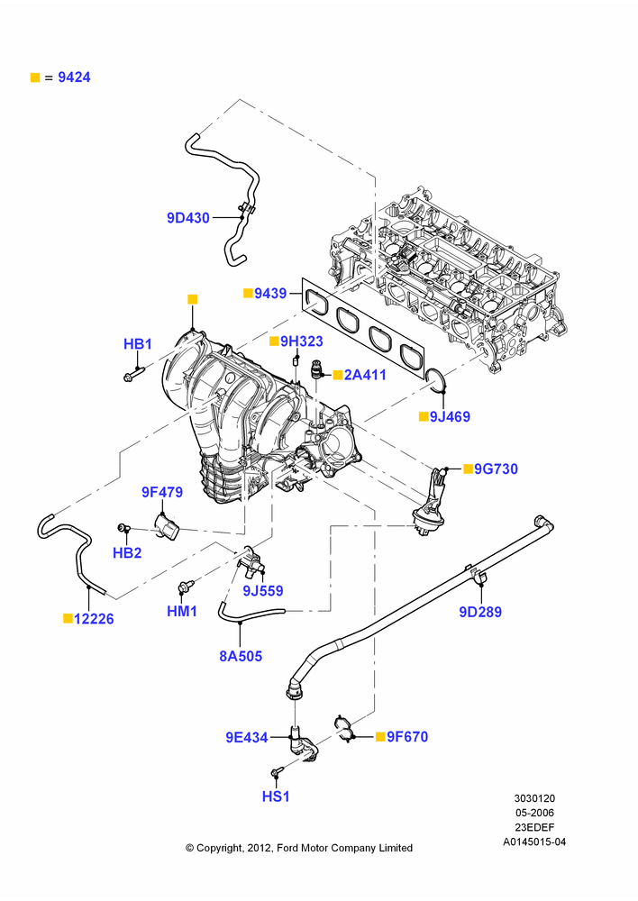 20B - Intake Manifold, 2.3LI4 16v Gas/Electric DOHC Hybrid; 01/MAY/2006-23/JUN/2008