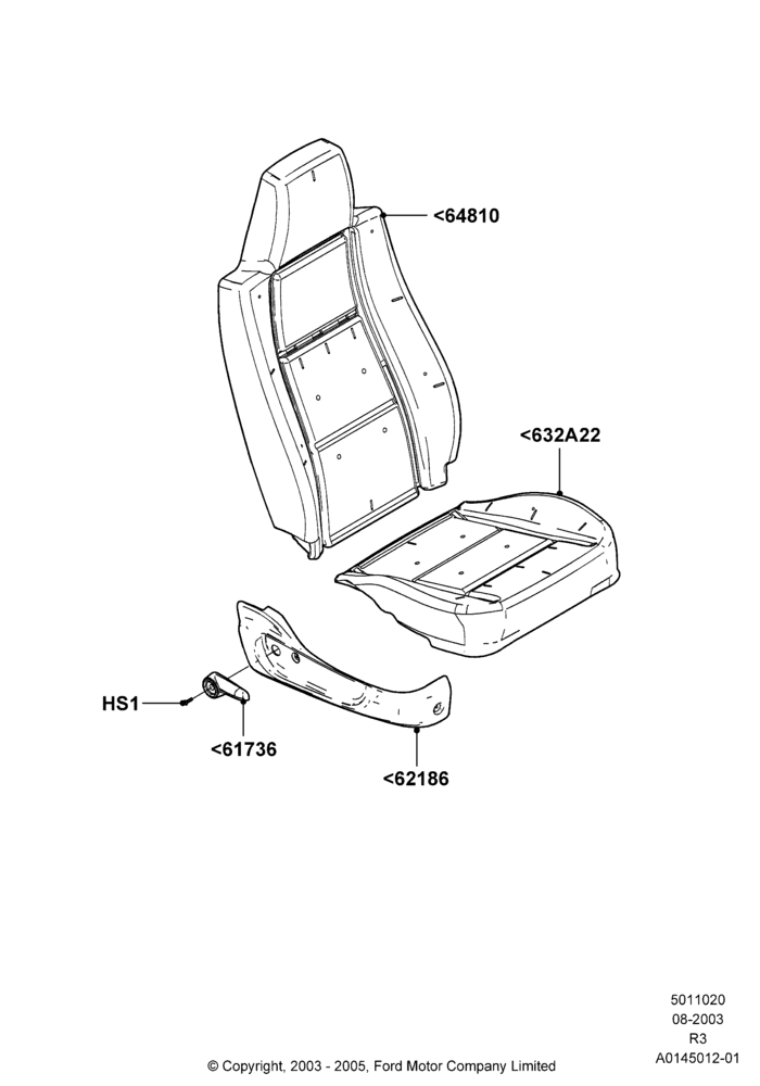 20E - Front Seat Pads/Valances & Heating, With Split Bench Front Seat, 40% Seat, in 60/40 seat; 04/AUG/2003-01/MAY/2006