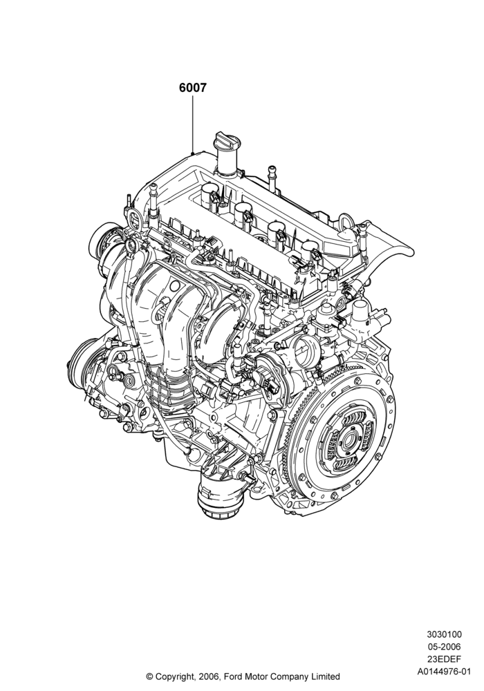 00B - Engine Assy Fully Dressed, 2.3LI4 16v Gas/Electric DOHC Hybrid; 01/MAY/2006-23/JUN/2008