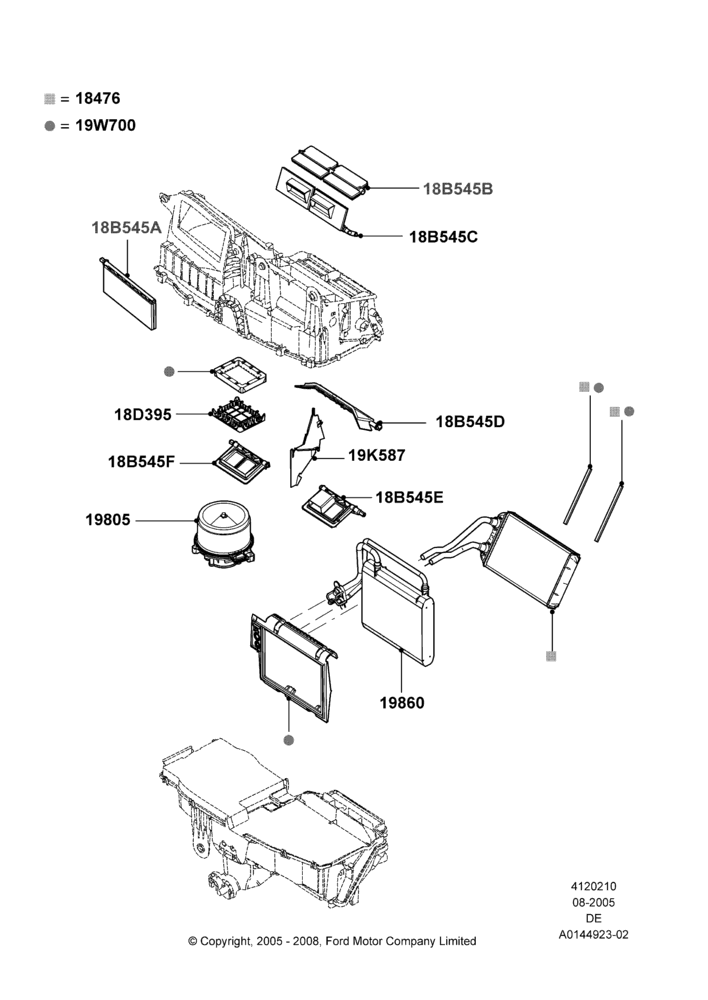 10C - Heater/Air Cond.Internal Components, Dual Zone Auto Temp Control A/C; 01/AUG/2005-04/FEB/2009