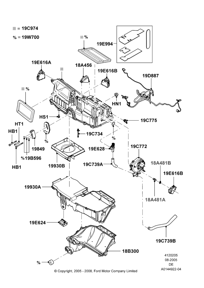 05C - Heater/Air Cond.External Components, Dual Zone Auto Temp Control A/C; 01/AUG/2005-04/FEB/2009
