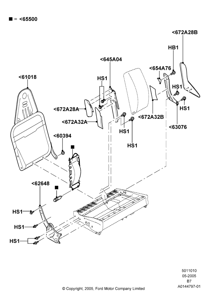 10G - Front Seat Back, Less Temp Control Passenger Seat, With Split Bench Front Seat; 02/MAY/2005-02/AUG/2006