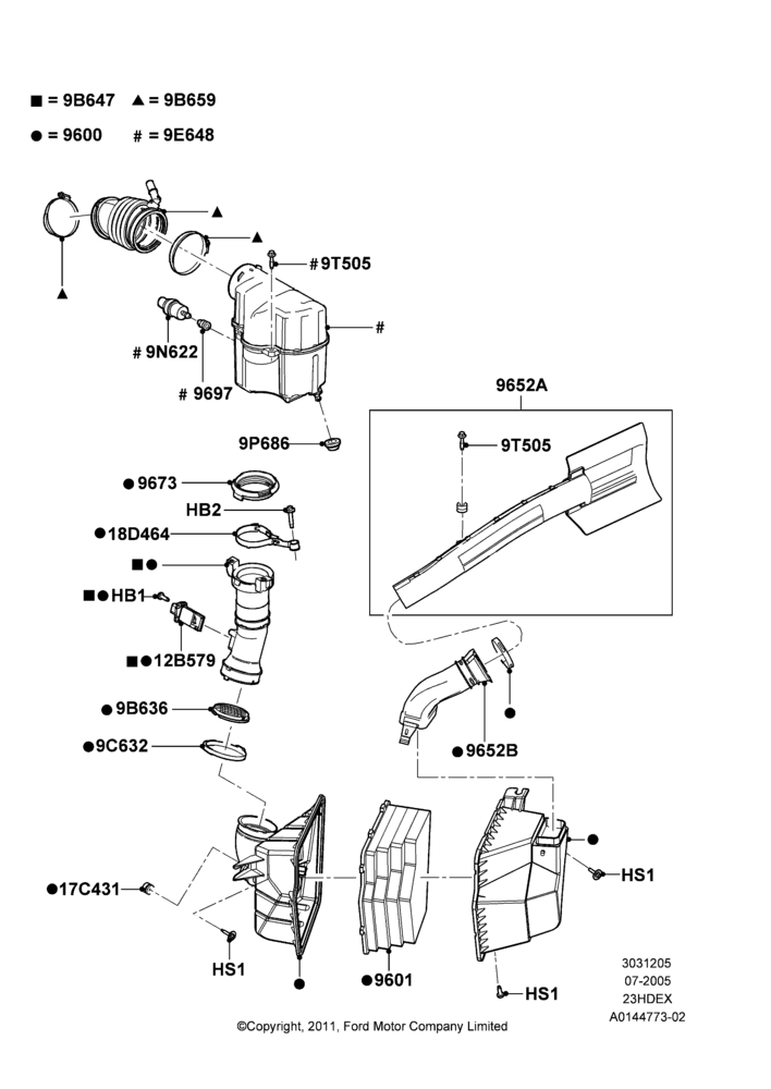 05E - Air Cleaner, 2.3L Duratec-HE (145PS) - MI4; 18/JUL/2005-27/AUG/2007