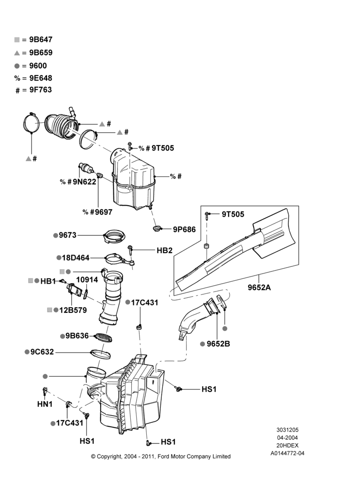 05C - Air Cleaner, 2.0L Duratec HE (137PS), PZEV Evaporative Emission; 18/JUL/2005-27/AUG/2007