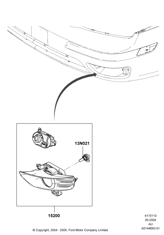 10XA - Front Fog Lamps, Less Front Fog Lamps, Accessory; 05/APR/2004-27/AUG/2007