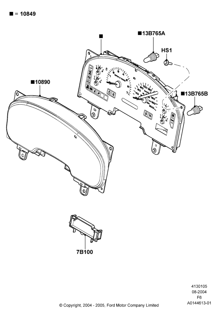 05E - Instrument Cluster, All Non Flow Thru Floor Consoles, Ford 150 Series, Less Floor Mounted Console, Manual Transmission; 23/AUG/2004-17/JUL/2006