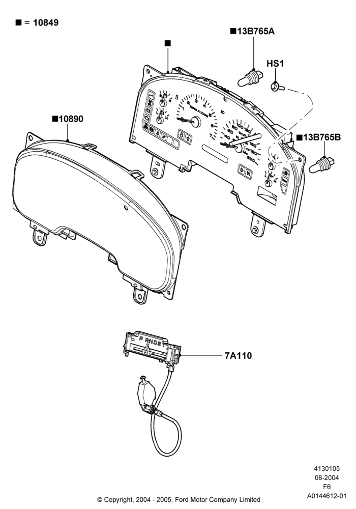 05D - Instrument Cluster, All Non Flow Thru Floor Consoles, Automatic Transmission, Ford 150 Series, Less Floor Mounted Console; 23/AUG/2004-17/JUL/2006