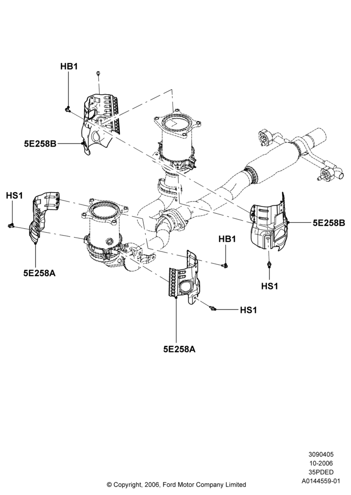 05A - Heat Shields - Exhaust System, 3.5L 4V DOHC VCT SMPI V6 Gas; 06/NOV/2006-12/JUL/2010