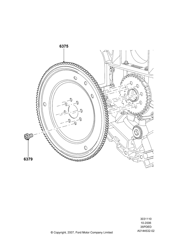 10A - Flywheel, 3.5L 4V DOHC VCT SMPI V6 Gas; 06/NOV/2006-12/JUL/2010
