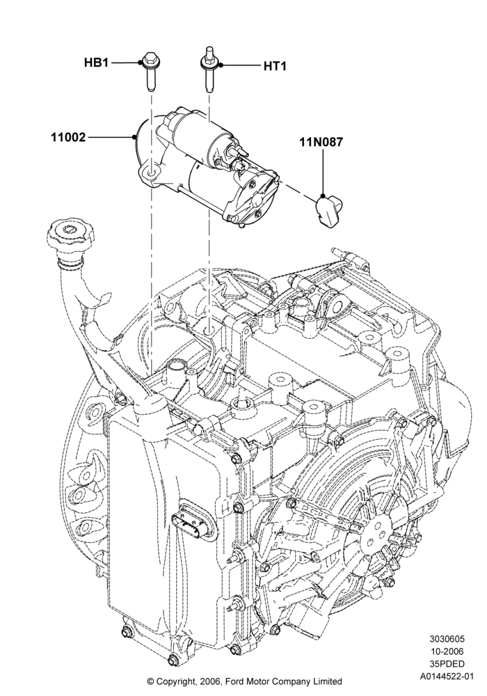 05A - Starter Motor, 3.5L 4V DOHC VCT SMPI V6 Gas; 06/NOV/2006-12/JUL/2010