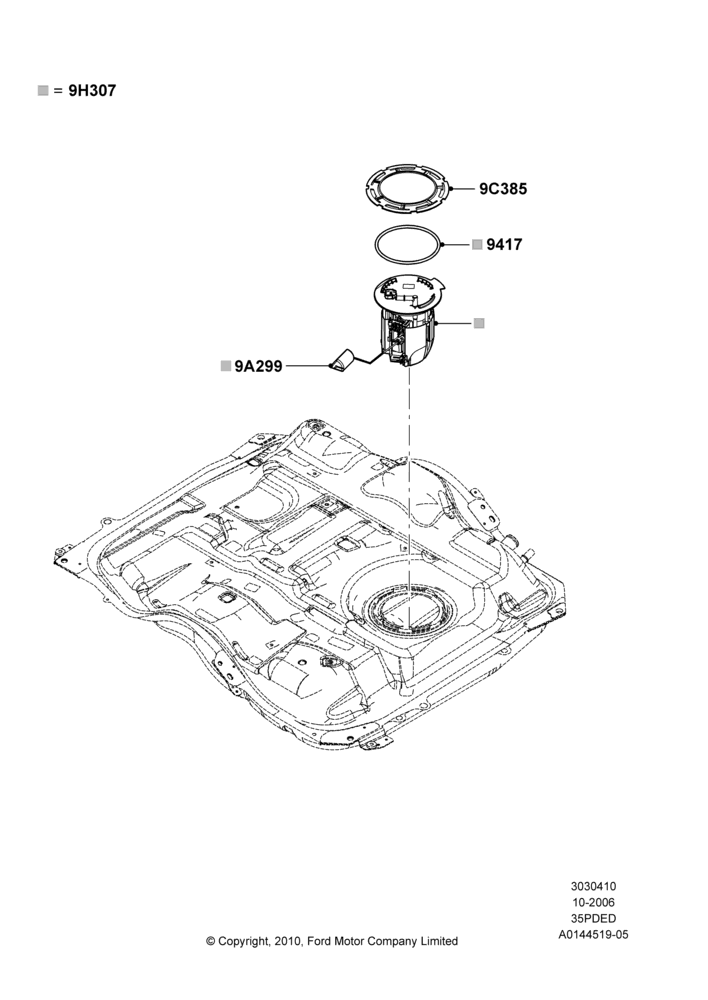 10A - Fuel Pump And Sender Unit, 3.5L 4V DOHC VCT SMPI V6 Gas, FWD; 06/NOV/2006-12/JUL/2010