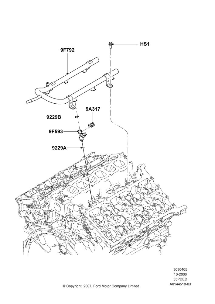 05A - Fuel Injectors and Pipes, 3.5L 4V DOHC VCT SMPI V6 Gas; 06/NOV/2006-12/JUL/2010