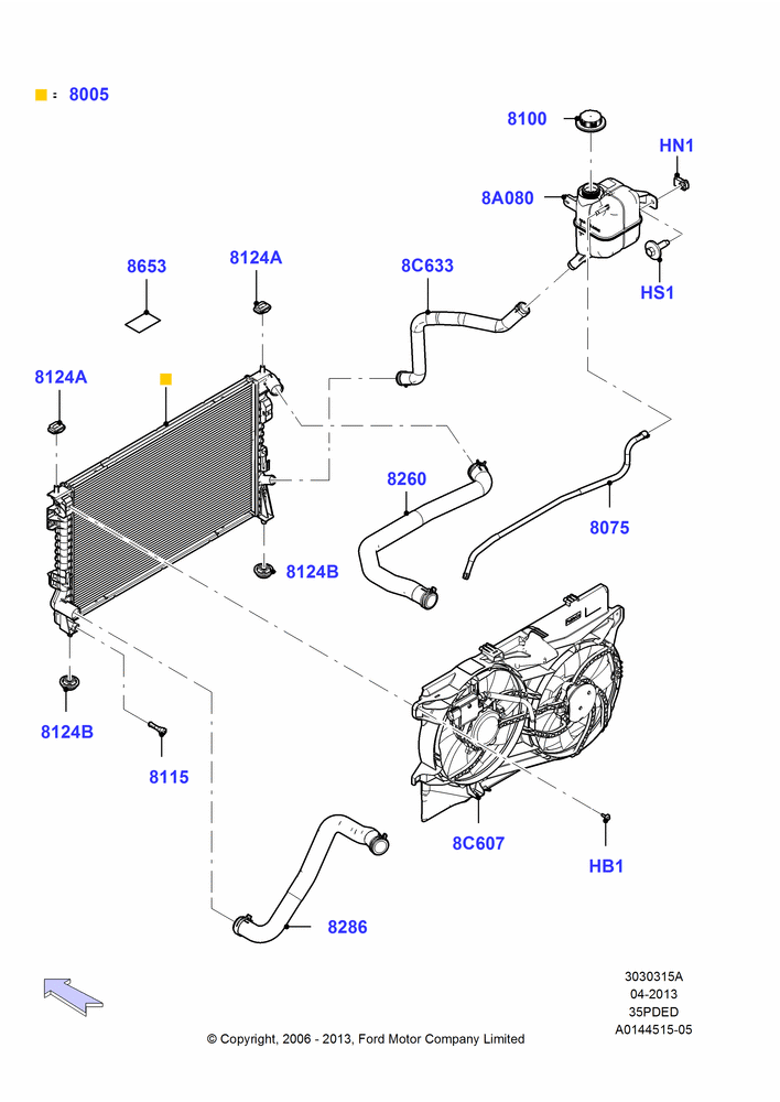 15A - Radiator/Coolant Overflow Container, 3.5L 4V DOHC VCT SMPI V6 Gas, Less Trailer Towing; 06/NOV/2006-12/JUL/2010