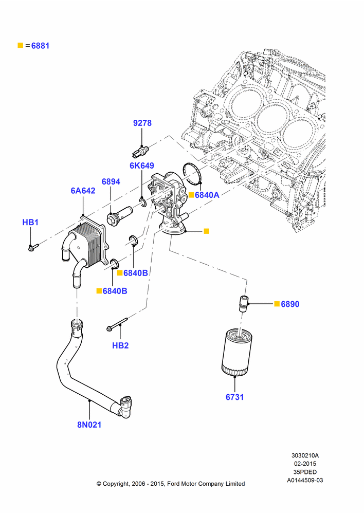 10A - Oil Cooler and Filter, 3.5L 4V DOHC VCT SMPI V6 Gas, With Class II Trailer Towing; 06/NOV/2006-16/JAN/2009