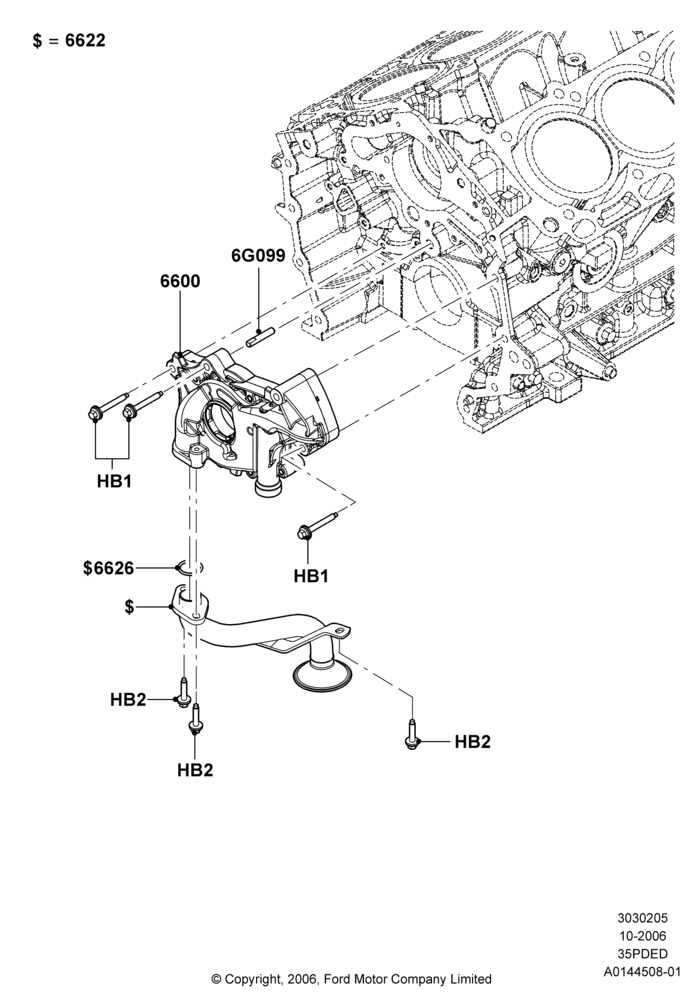 05A - Oil Pump, 3.5L 4V DOHC VCT SMPI V6 Gas; 06/NOV/2006-12/JUL/2010