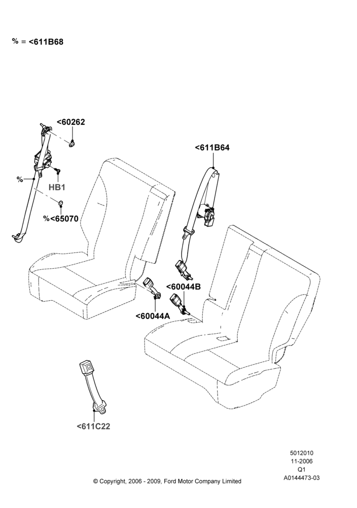10A - Rear Seat Belts; 06/NOV/2006-12/JUL/2010