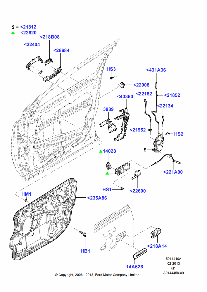 10A - Front Door Lock Controls, Ford Series; 06/NOV/2006-24/DEC/2014