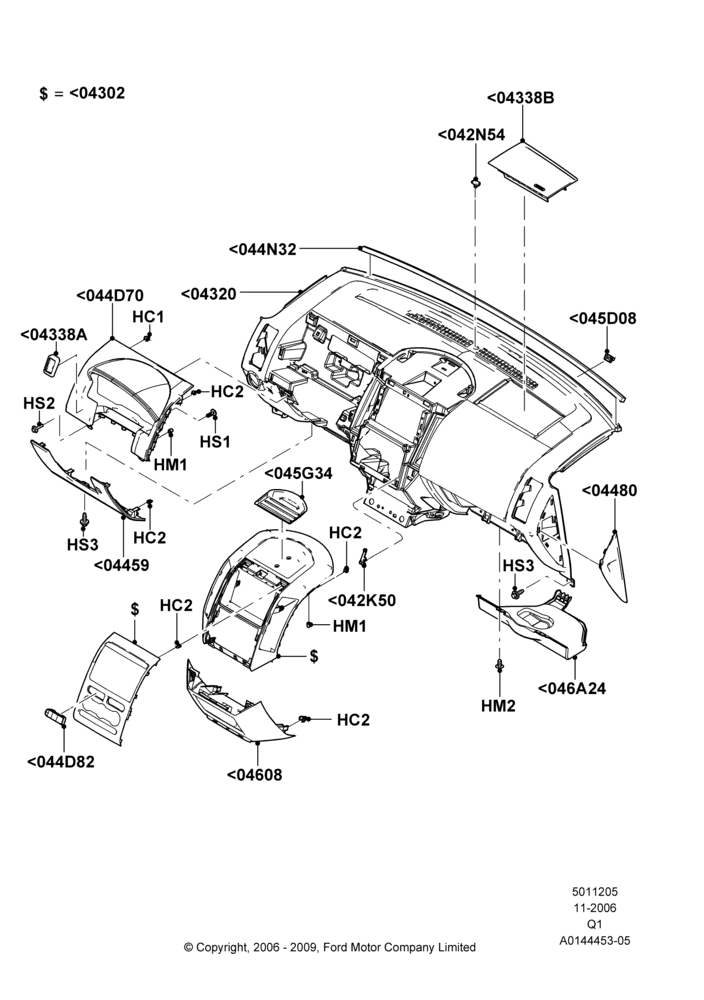 05A - Instrument Panel, Ford Series, Trim Pieces; 06/NOV/2006-12/JUL/2010
