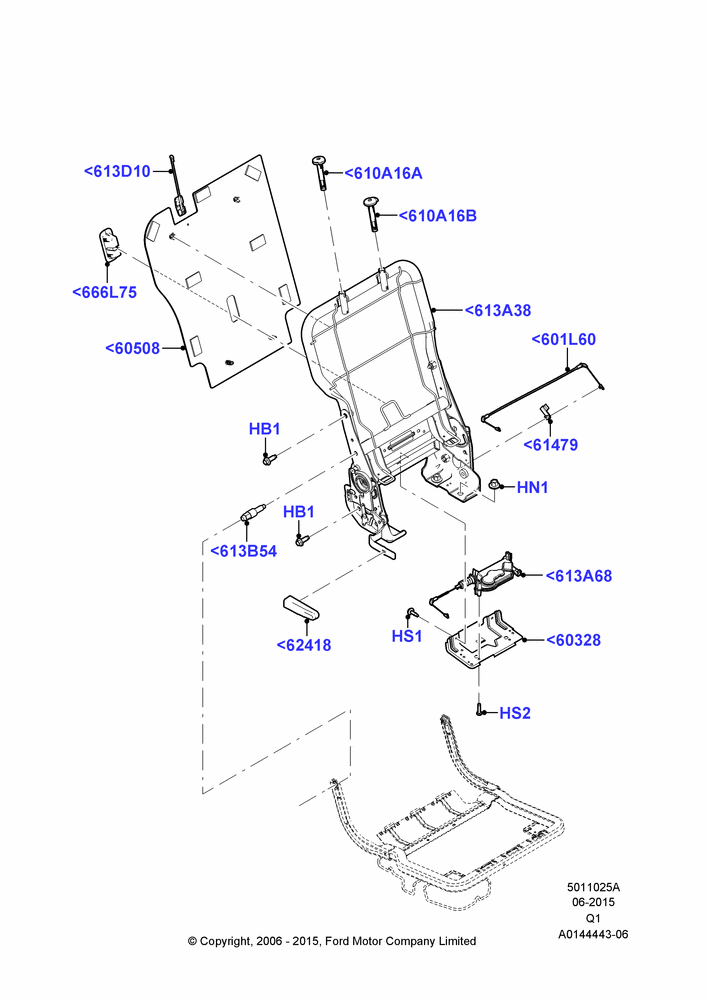 25A - Rear Seat Back, 40% Seat, RH Seat; 06/NOV/2006-24/DEC/2014
