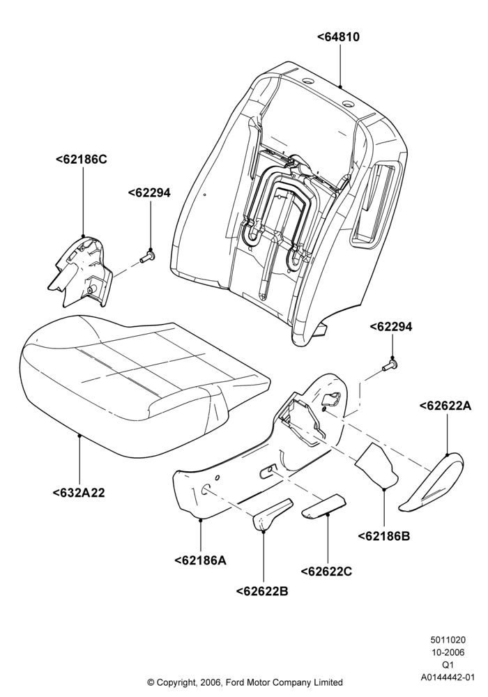 20A - Front Seat Pads/Valances & Heating, Less Power Driver Seat Adjuster; 06/NOV/2006-24/DEC/2014