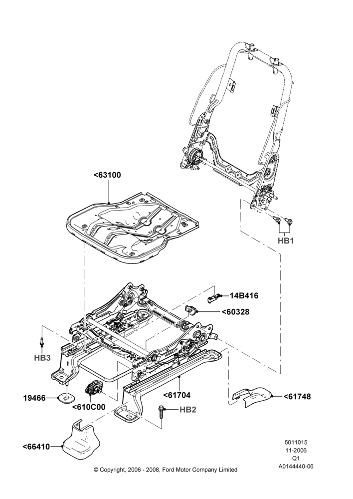 15A - Front Seat Base, Less Power Driver Seat Adjuster; 06/NOV/2006-24/DEC/2014
