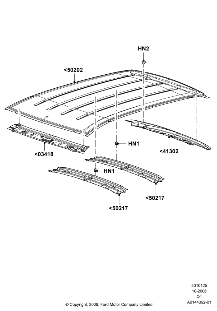 25A - Roof - Sheet Metal, Less Sun Roof; 06/NOV/2006-24/DEC/2014