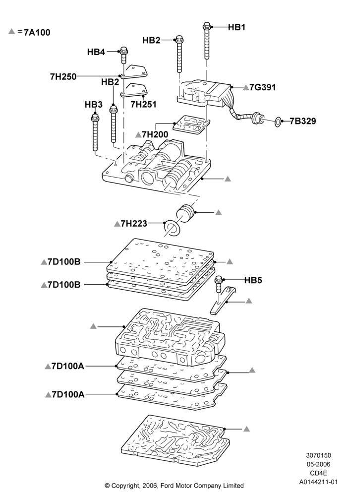 50D - Valve Body - Main Control & Servo's, 4 Speed CD4E Automatic; 01/MAY/2006-23/JUN/2008