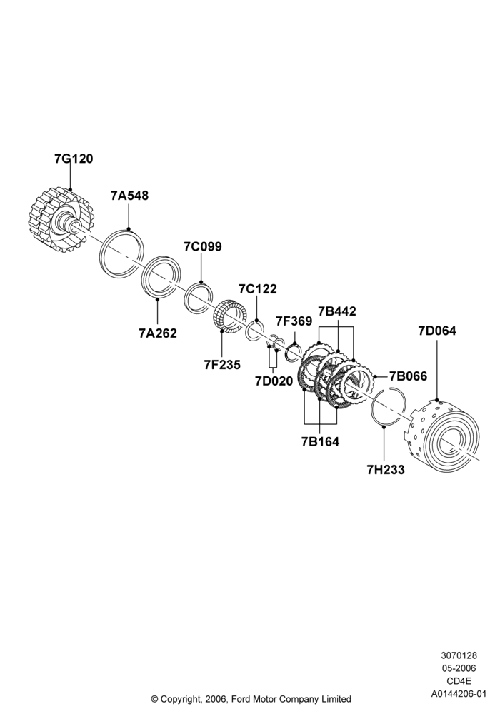 28D - Direct Clutch and Components, 4 Speed CD4E Automatic; 01/MAY/2006-23/JUN/2008