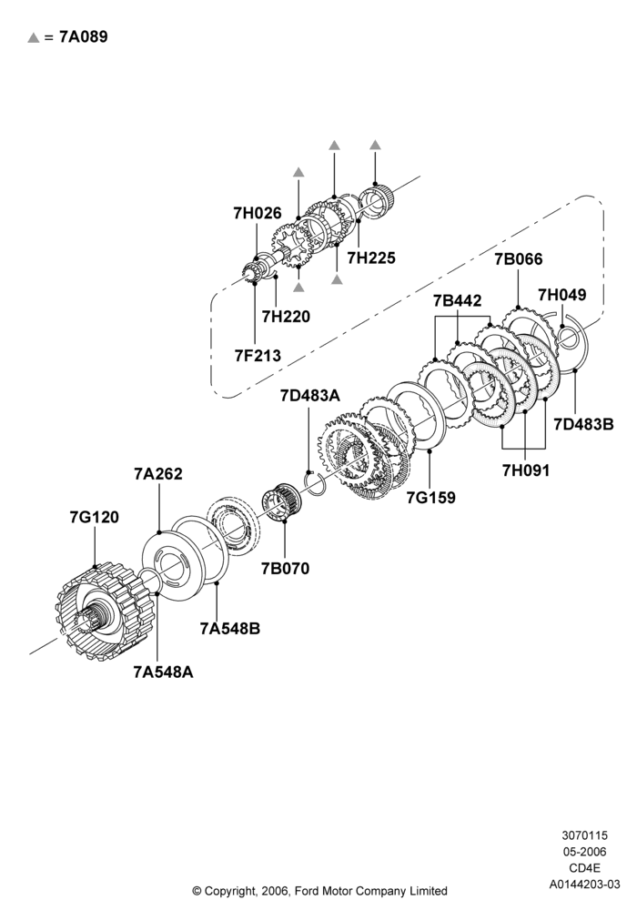 15D - Forward Clutch and Components, 4 Speed CD4E Automatic; 01/MAY/2006-23/JUN/2008