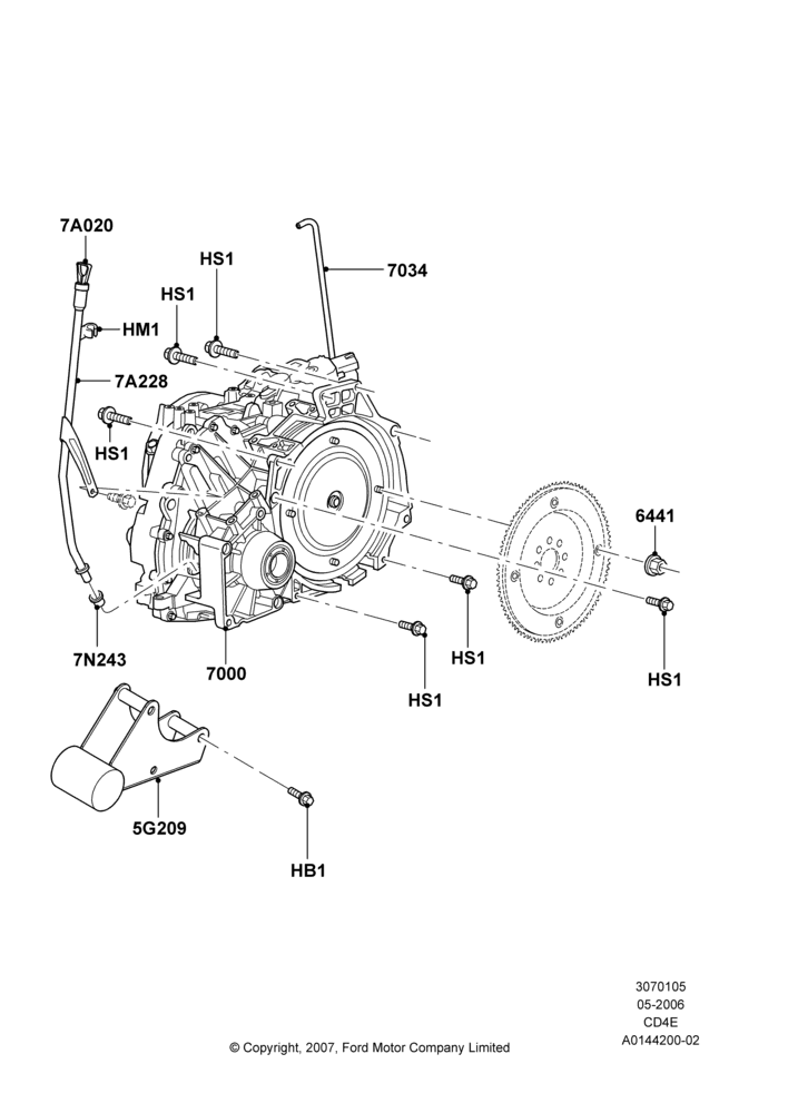 05G - Auto Trans Assy & Speedometer Drive, 4 Speed CD4E Automatic, 2.3L Duratec-HE (145PS) - MI4; 01/MAY/2006-23/JUN/2008