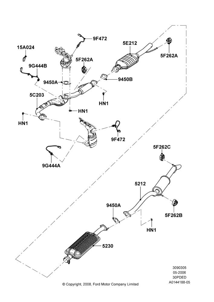 Exhaust System, 3.0 V6 24V DOHC EFI Modular