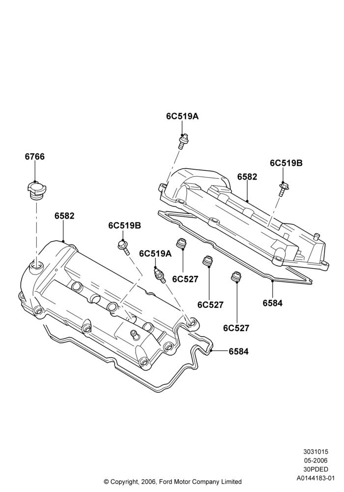 15C - Cylinder Head Cover, 3.0 V6 24V DOHC EFI Modular; 01/MAY/2006-23/JUN/2008