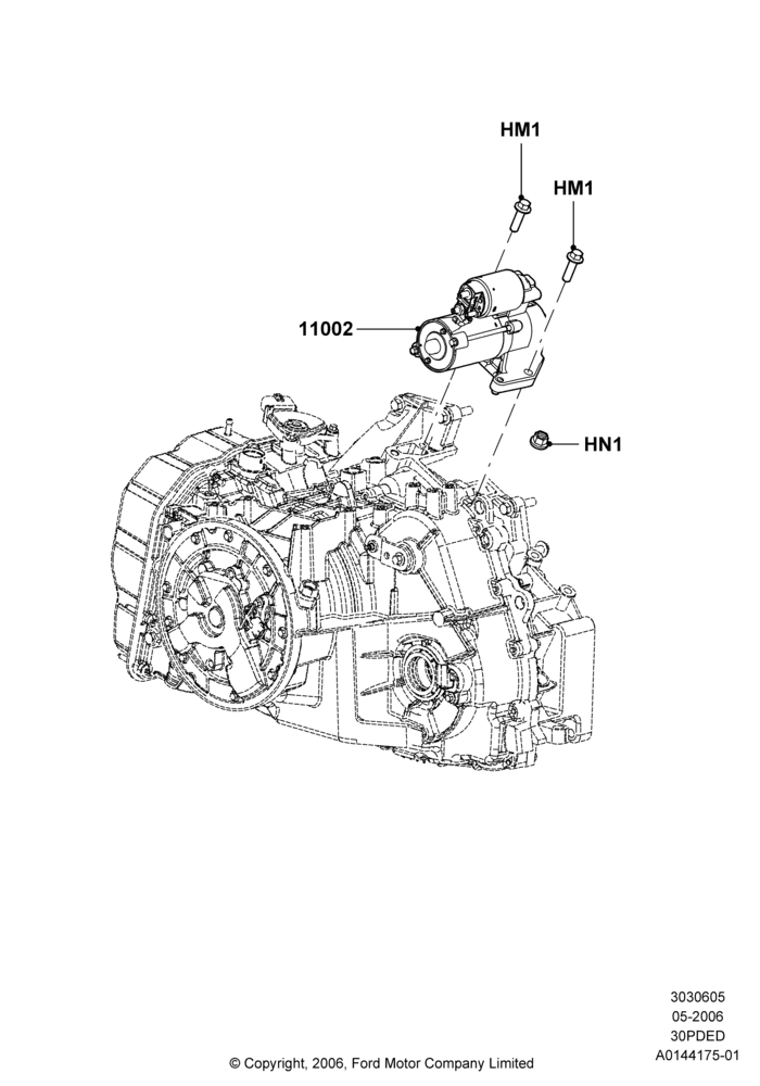 05D - Starter Motor, 3.0 V6 24V DOHC EFI Modular; 01/MAY/2006-23/JUN/2008
