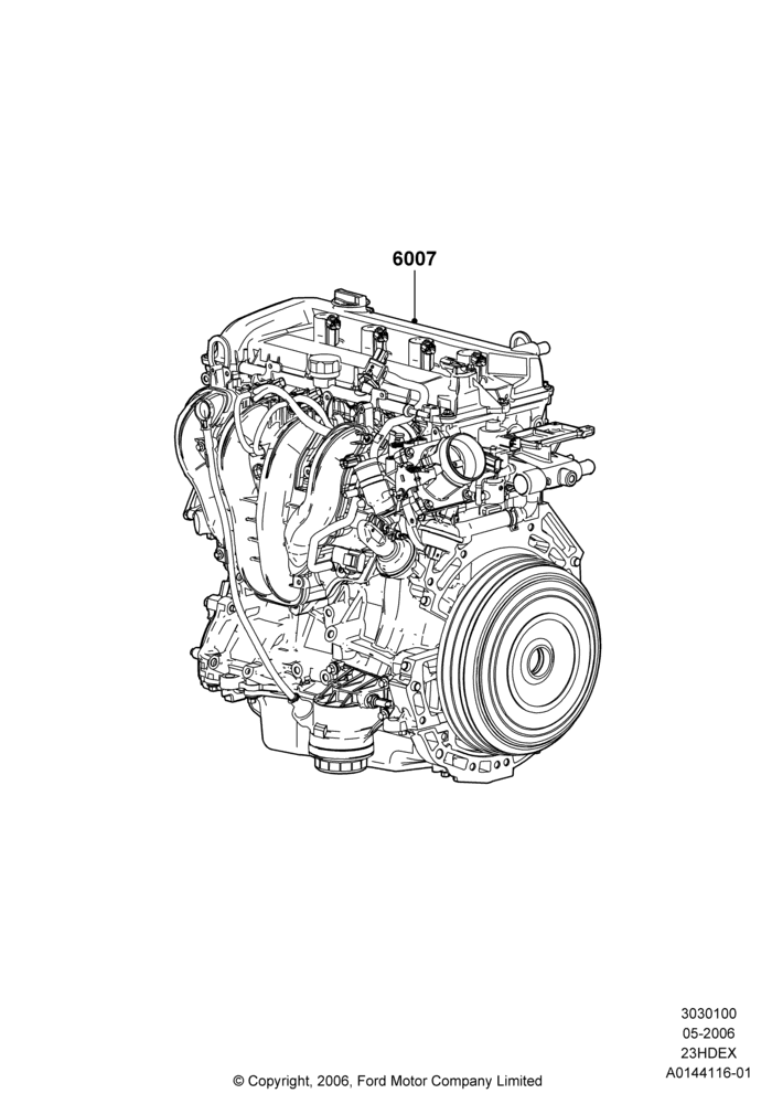 00C - Engine Assy Fully Dressed, 2.3L Duratec-HE (145PS) - MI4; 01/MAY/2006-23/JUN/2008