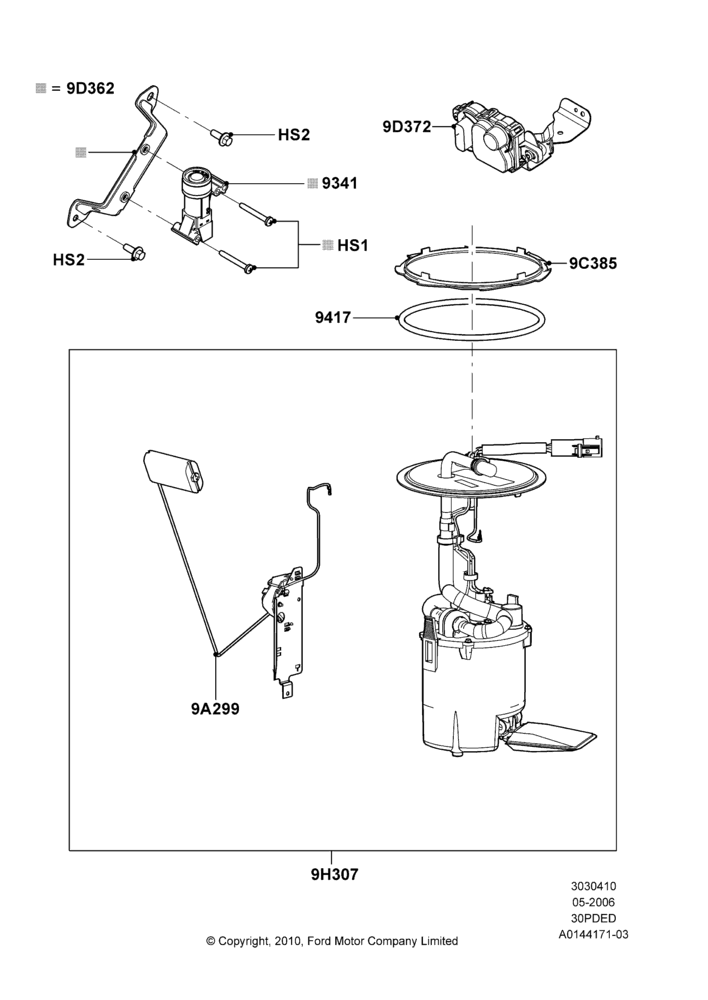 10E - Fuel Pump And Sender Unit, 3.0 V6 24V DOHC EFI Modular; 01/MAY/2006-23/JUN/2008