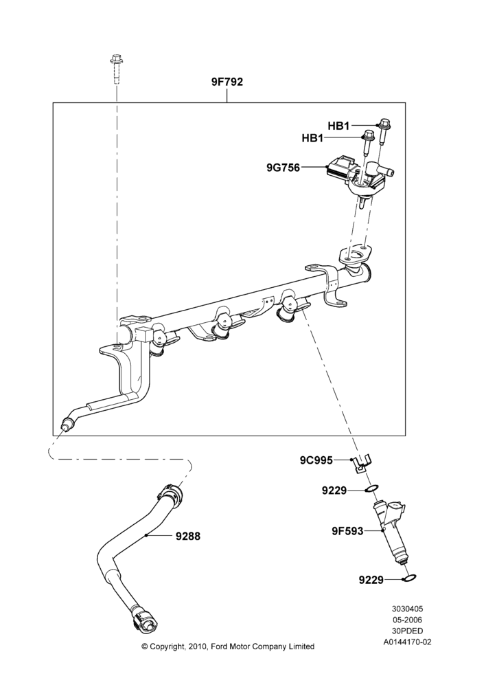 05E - Fuel Injectors and Pipes, 3.0 V6 24V DOHC EFI Modular; 01/MAY/2006-23/JUN/2008