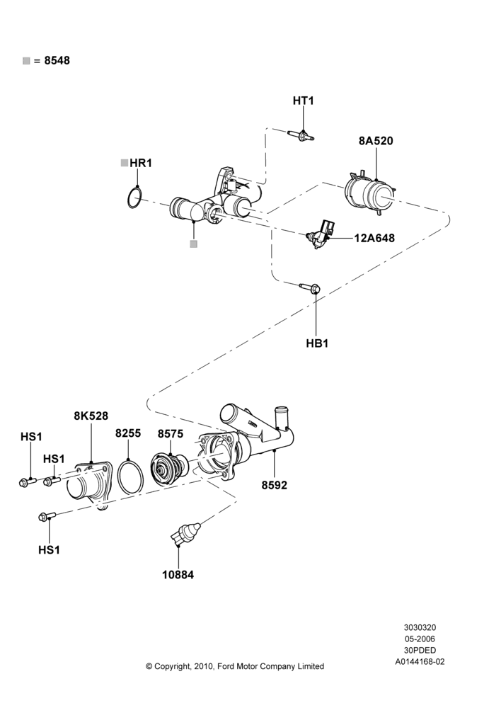 Thermostat/Housing & Related Parts, 3.0 V6 24V DOHC EFI Modular