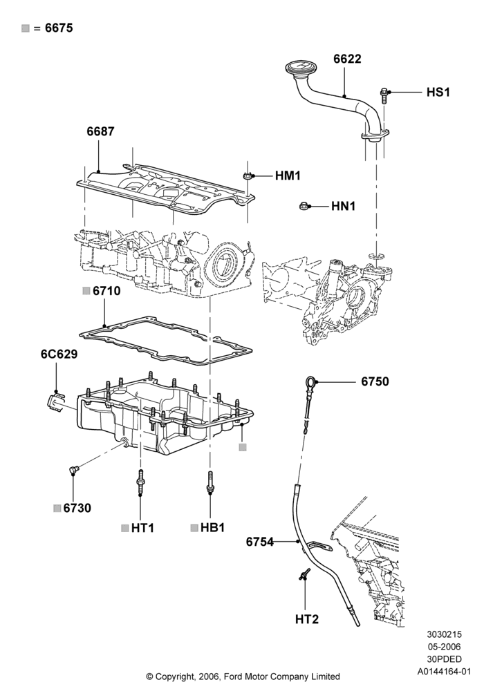 15C - Oil Pan/Oil Level Indicator, 3.0 V6 24V DOHC EFI Modular; 01/MAY/2006-23/JUN/2008