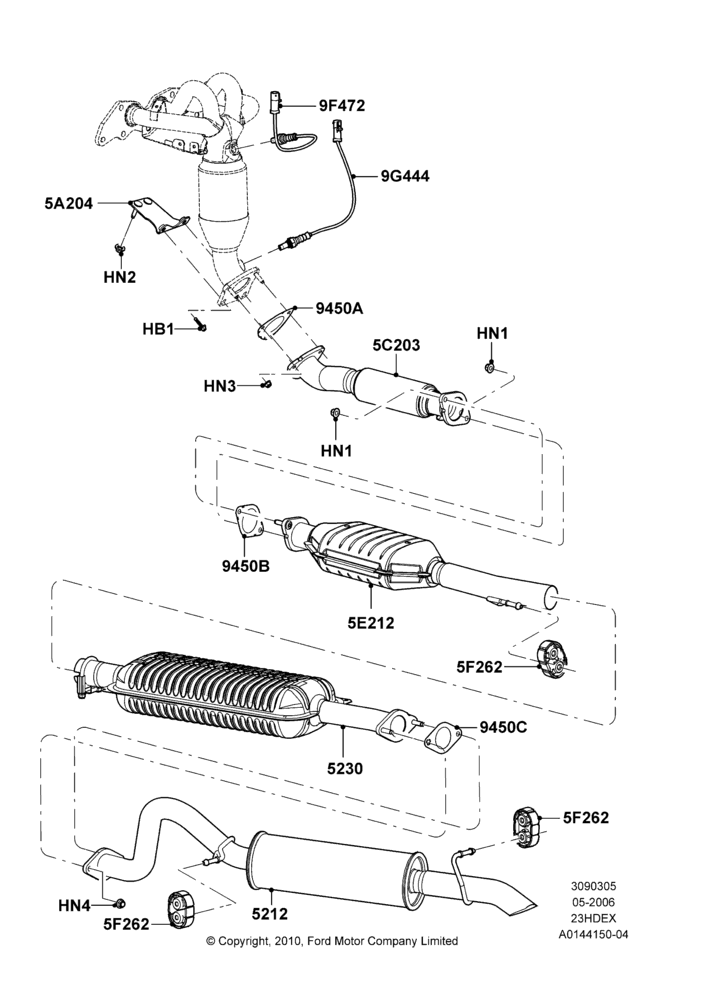 Exhaust System, 2.3L Duratec-HE (145PS) - MI4