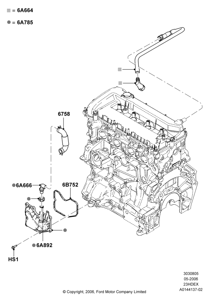 05D - Emission Control - Crankcase, 2.3L Duratec-HE (145PS) - MI4; 01/MAY/2006-23/JUN/2008