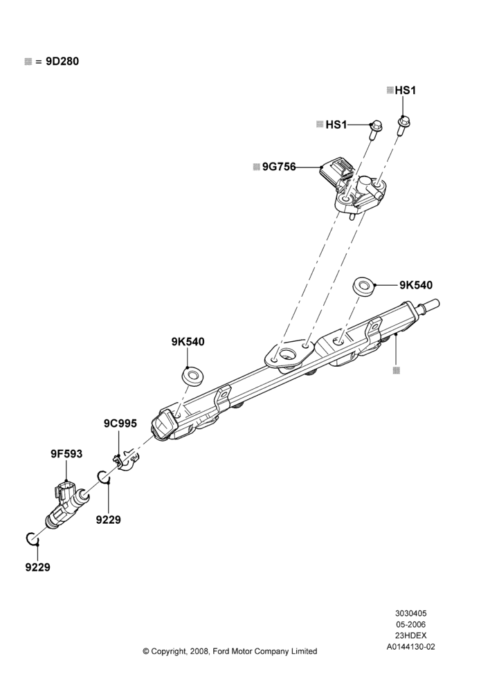 05D - Fuel Injectors and Pipes, 2.3L Duratec-HE (145PS) - MI4; 01/MAY/2006-23/JUN/2008