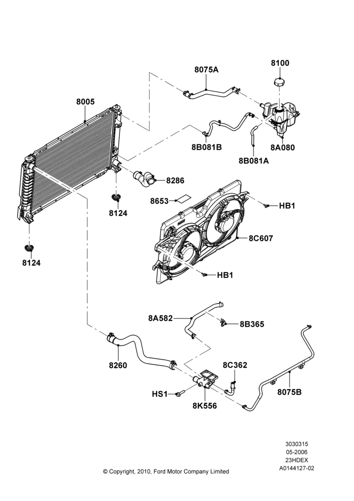 Radiator/Coolant Overflow Container, 2.3L Duratec-HE (145PS) - MI4